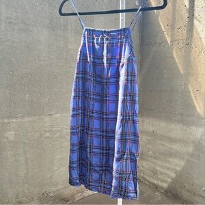 Motel Purple Plaid Checkered Baby Doll Mini Dress